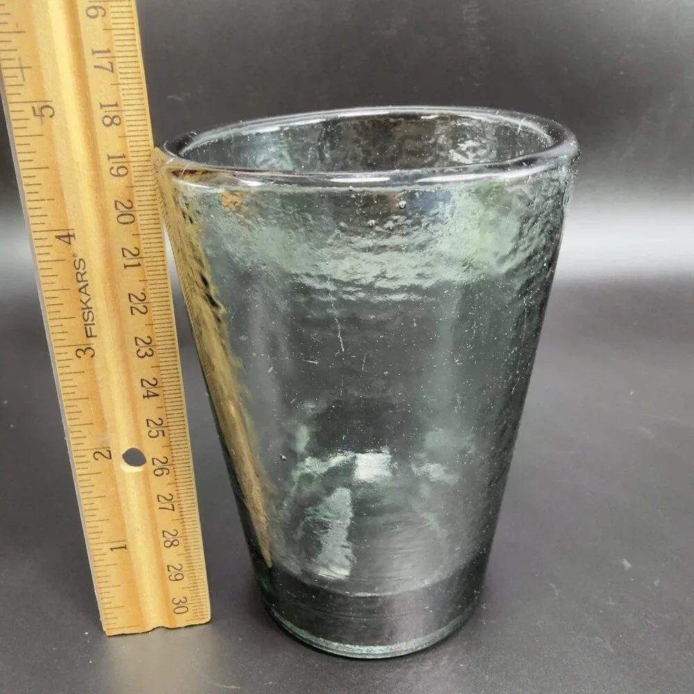 Fire and Light Recycled Glass Tumbler Charcoal Barware Glasses 4.5inch Set 2 VTG